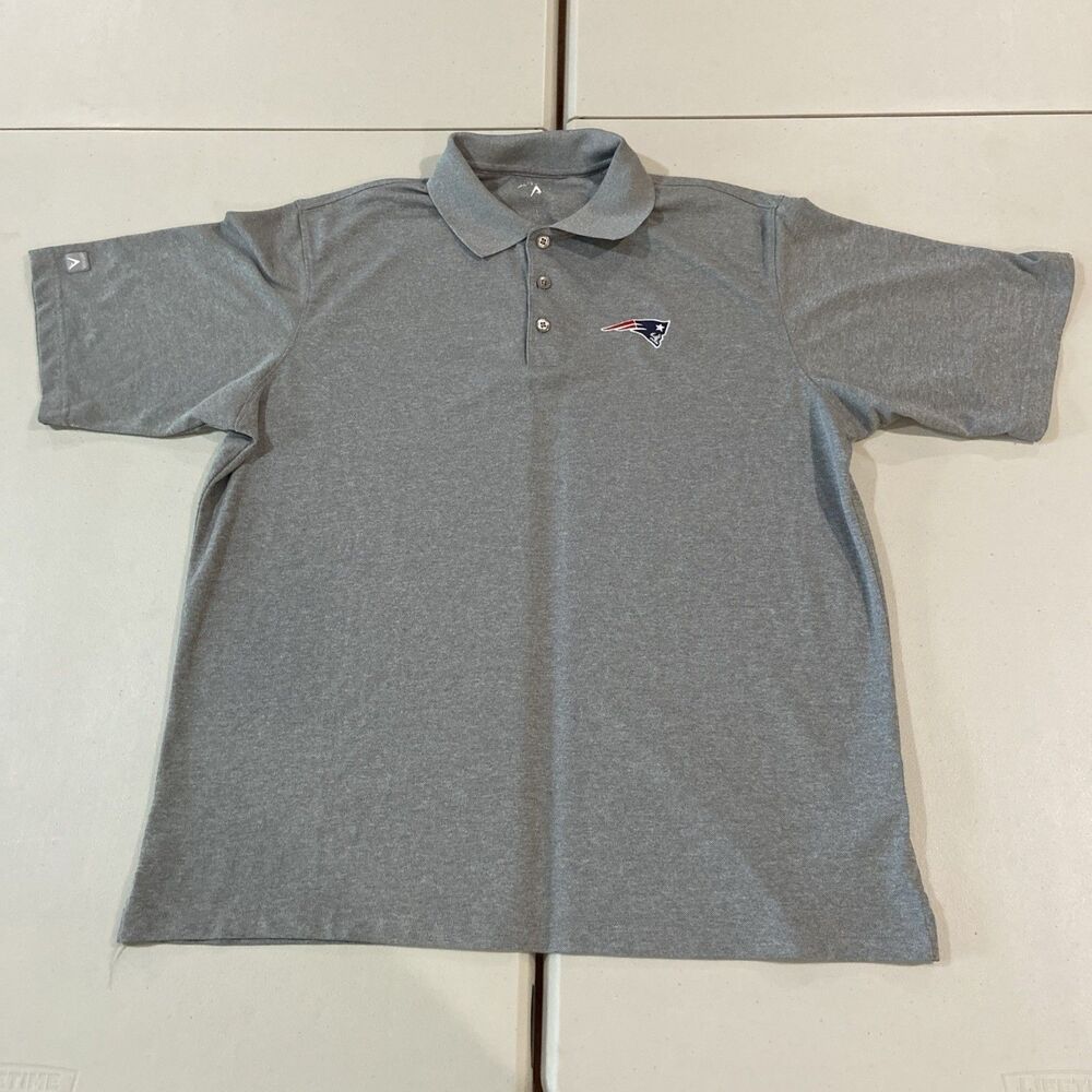 Antigua New England Patriots Gray Logo Golf Polo Shirt L